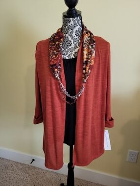 NWT Women's Shirt/Jacket Combo with Scarf. Long Sleeve. Never Worn